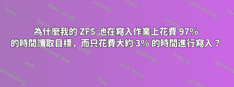 為什麼我的 ZFS 池在寫入作業上花費 97% 的時間讀取目標，而只花費大約 3% 的時間進行寫入？