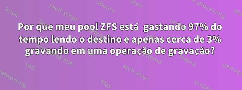 Por que meu pool ZFS está gastando 97% do tempo lendo o destino e apenas cerca de 3% gravando em uma operação de gravação?