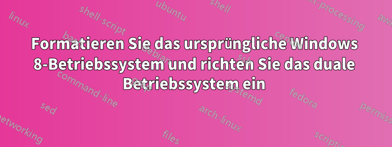 Formatieren Sie das ursprüngliche Windows 8-Betriebssystem und richten Sie das duale Betriebssystem ein