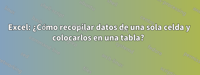 Excel: ¿Cómo recopilar datos de una sola celda y colocarlos en una tabla? 