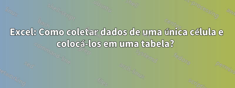 Excel: Como coletar dados de uma única célula e colocá-los em uma tabela? 