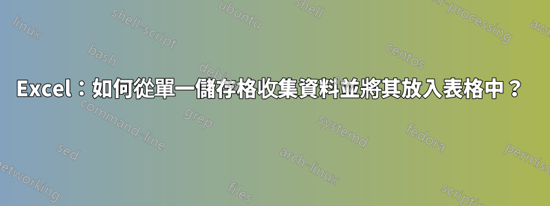 Excel：如何從單一儲存格收集資料並將其放入表格中？ 