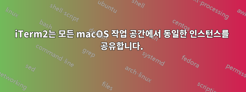 iTerm2는 모든 macOS 작업 공간에서 동일한 인스턴스를 공유합니다.