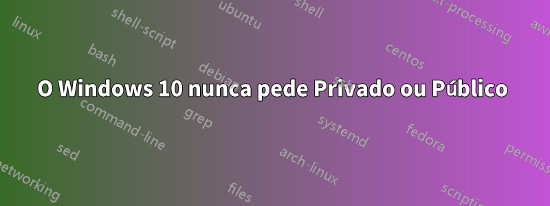 O Windows 10 nunca pede Privado ou Público