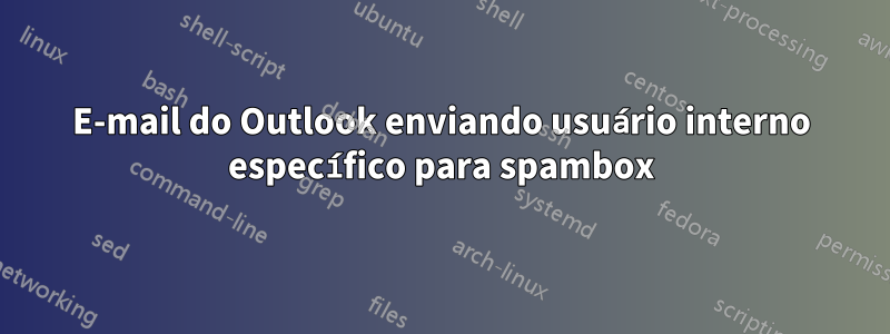 E-mail do Outlook enviando usuário interno específico para spambox