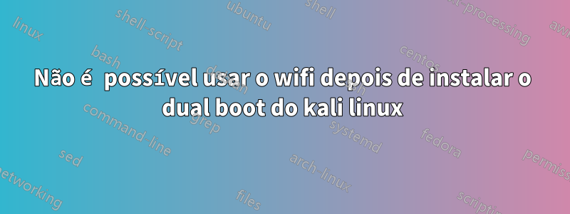 Não é possível usar o wifi depois de instalar o dual boot do kali linux