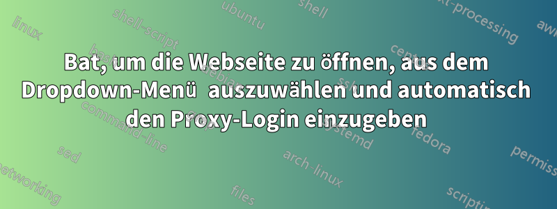 Bat, um die Webseite zu öffnen, aus dem Dropdown-Menü auszuwählen und automatisch den Proxy-Login einzugeben