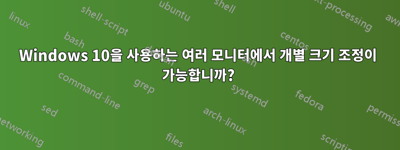 Windows 10을 사용하는 여러 모니터에서 개별 크기 조정이 가능합니까?