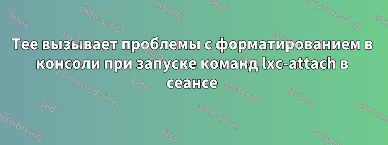 Tee вызывает проблемы с форматированием в консоли при запуске команд lxc-attach в сеансе