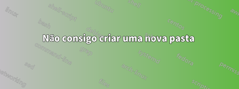 Não consigo criar uma nova pasta