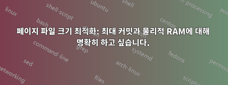 페이지 파일 크기 최적화: 최대 커밋과 물리적 RAM에 대해 명확히 하고 싶습니다.