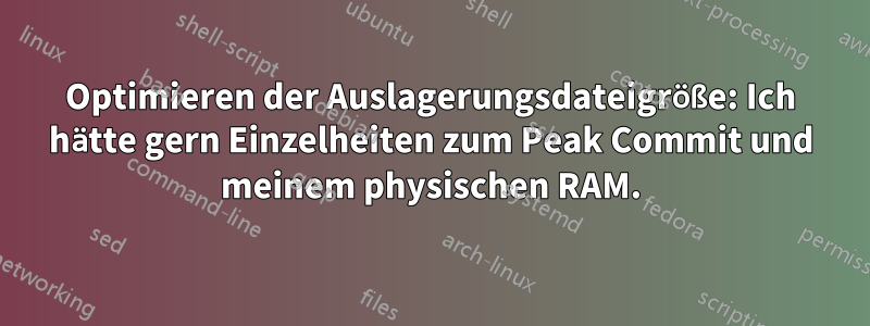 Optimieren der Auslagerungsdateigröße: Ich hätte gern Einzelheiten zum Peak Commit und meinem physischen RAM.