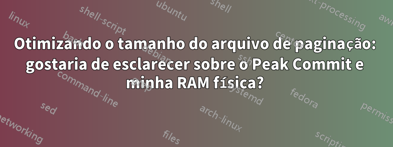 Otimizando o tamanho do arquivo de paginação: gostaria de esclarecer sobre o Peak Commit e minha RAM física?