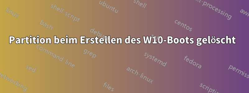 Partition beim Erstellen des W10-Boots gelöscht 