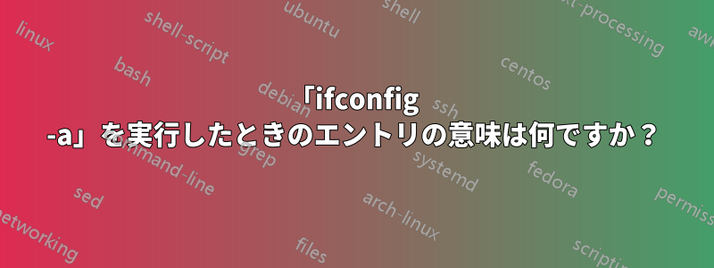 「ifconfig -a」を実行したときのエントリの意味は何ですか？