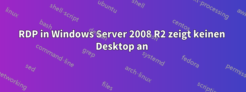 RDP in Windows Server 2008 R2 zeigt keinen Desktop an