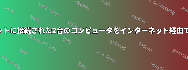 異なるサブネットに接続された2台のコンピュータをインターネット経由で通信する方法