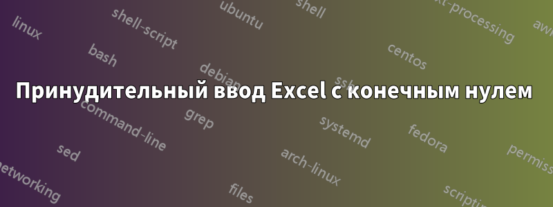 Принудительный ввод Excel с конечным нулем