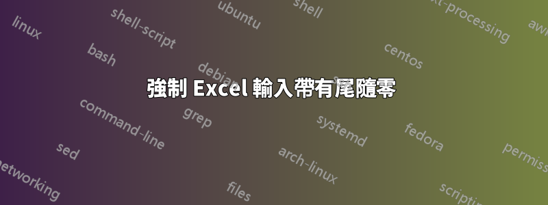 強制 Excel 輸入帶有尾隨零