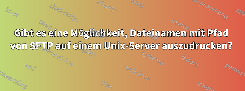 Gibt es eine Möglichkeit, Dateinamen mit Pfad von SFTP auf einem Unix-Server auszudrucken?