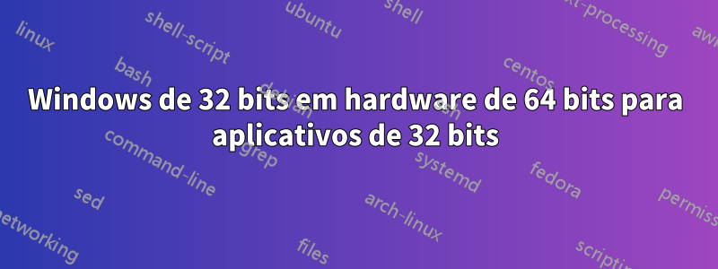 Windows de 32 bits em hardware de 64 bits para aplicativos de 32 bits