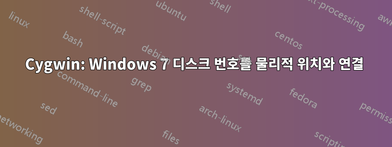 Cygwin: Windows 7 디스크 번호를 물리적 위치와 연결