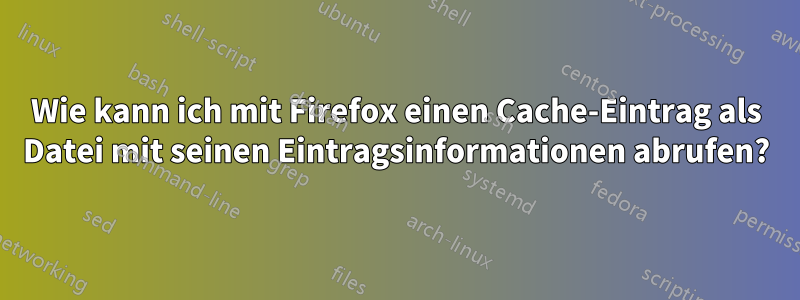Wie kann ich mit Firefox einen Cache-Eintrag als Datei mit seinen Eintragsinformationen abrufen?