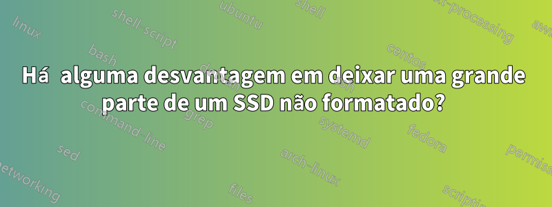 Há alguma desvantagem em deixar uma grande parte de um SSD não formatado?