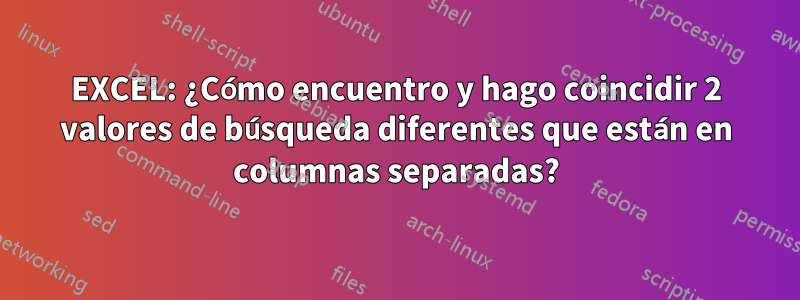 EXCEL: ¿Cómo encuentro y hago coincidir 2 valores de búsqueda diferentes que están en columnas separadas?