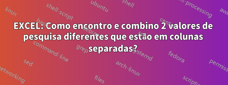 EXCEL: Como encontro e combino 2 valores de pesquisa diferentes que estão em colunas separadas?