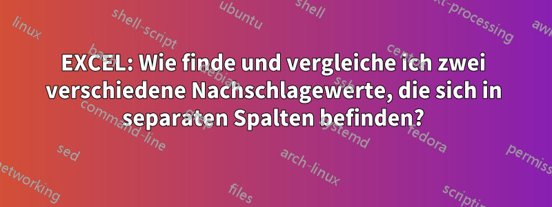 EXCEL: Wie finde und vergleiche ich zwei verschiedene Nachschlagewerte, die sich in separaten Spalten befinden?