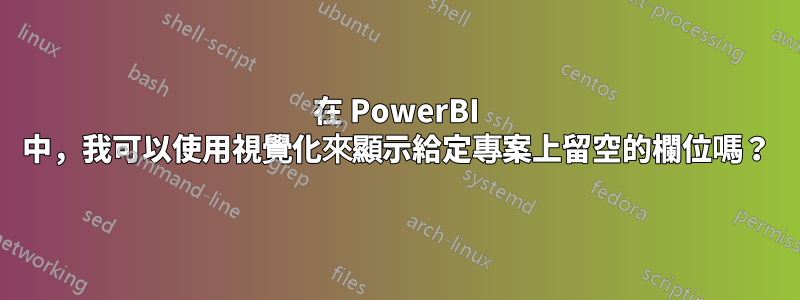在 PowerBI 中，我可以使用視覺化來顯示給定專案上留空的欄位嗎？