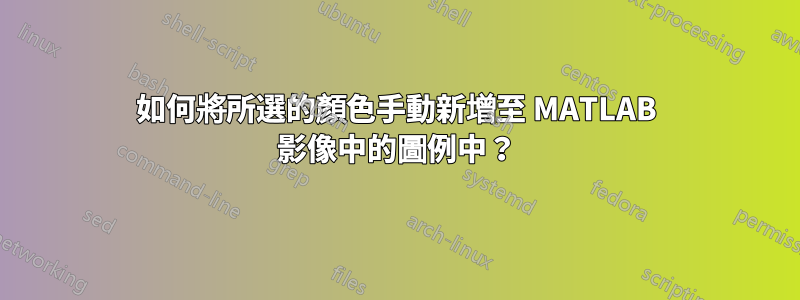 如何將所選的顏色手動新增至 MATLAB 影像中的圖例中？