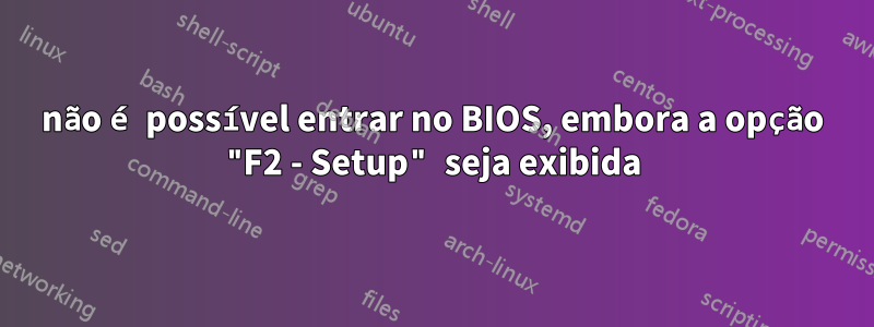 não é possível entrar no BIOS, embora a opção "F2 - Setup" seja exibida