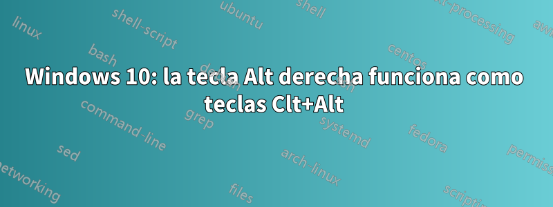 Windows 10: la tecla Alt derecha funciona como teclas Clt+Alt