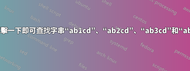 只需單擊一下即可查找字串“ab1cd”、“ab2cd”、“ab3cd”和“ab4cd”