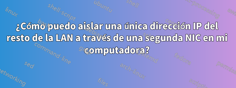 ¿Cómo puedo aislar una única dirección IP del resto de la LAN a través de una segunda NIC en mi computadora?