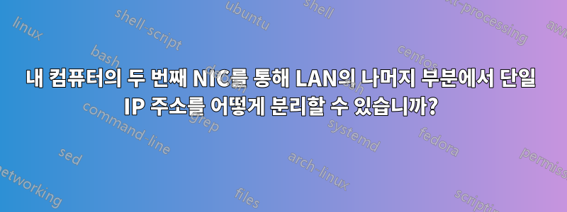 내 컴퓨터의 두 번째 NIC를 통해 LAN의 나머지 부분에서 단일 IP 주소를 어떻게 분리할 수 있습니까?