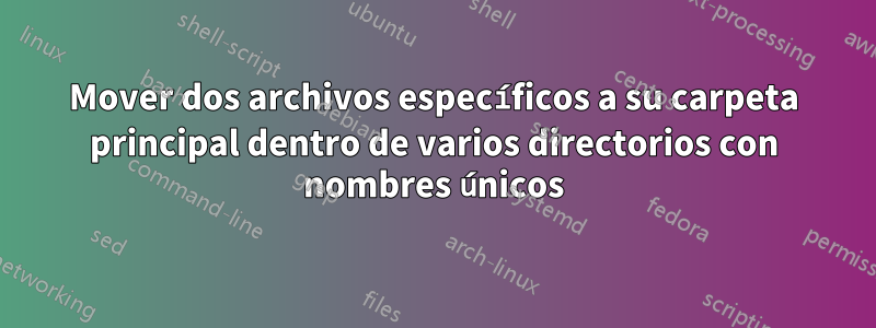 Mover dos archivos específicos a su carpeta principal dentro de varios directorios con nombres únicos