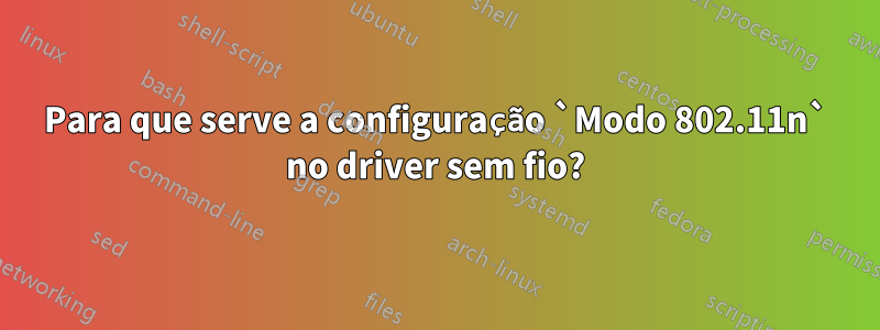 Para que serve a configuração `Modo 802.11n` no driver sem fio?
