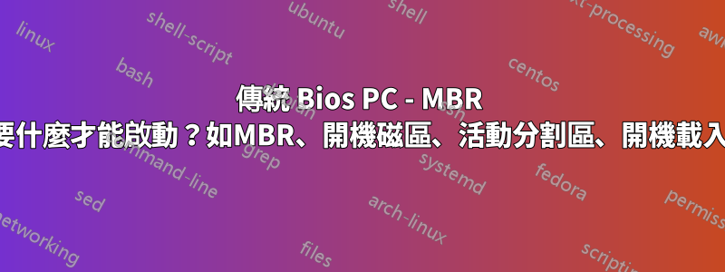 傳統 Bios PC - MBR 硬碟需要什麼才能啟動？如MBR、開機磁區、活動分割區、開機載入程式等