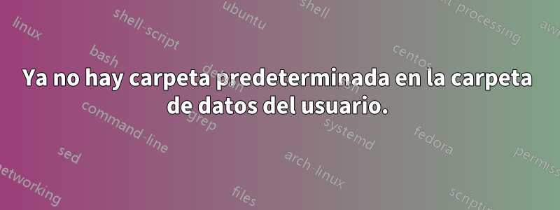 Ya no hay carpeta predeterminada en la carpeta de datos del usuario.