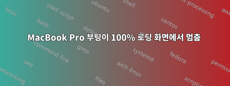 MacBook Pro 부팅이 100% 로딩 화면에서 멈춤