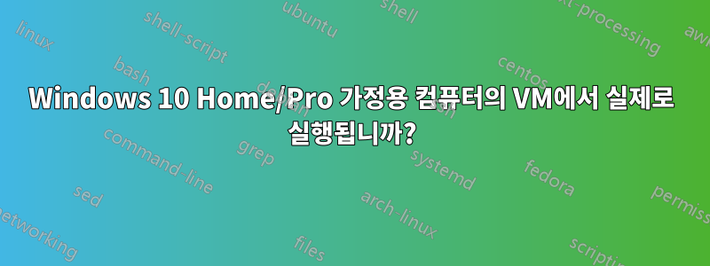 Windows 10 Home/Pro 가정용 컴퓨터의 VM에서 실제로 실행됩니까?