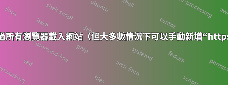 無法透過所有瀏覽器載入網站（但大多數情況下可以手動新增“https://”）