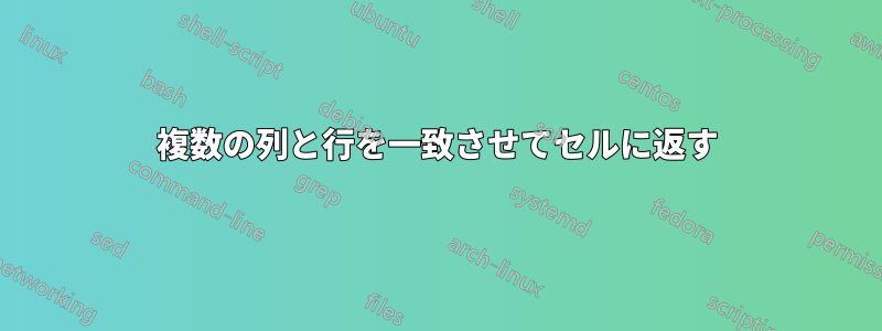 複数の列と行を一致させてセルに返す