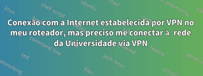 Conexão com a Internet estabelecida por VPN no meu roteador, mas preciso me conectar à rede da Universidade via VPN