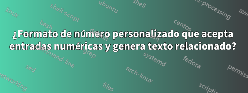 ¿Formato de número personalizado que acepta entradas numéricas y genera texto relacionado?