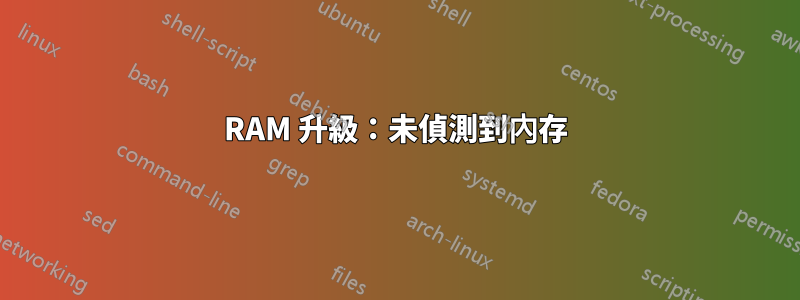 RAM 升級：未偵測到內存