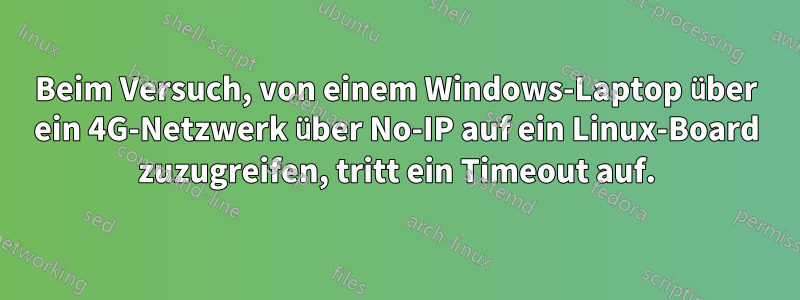 Beim Versuch, von einem Windows-Laptop über ein 4G-Netzwerk über No-IP auf ein Linux-Board zuzugreifen, tritt ein Timeout auf.